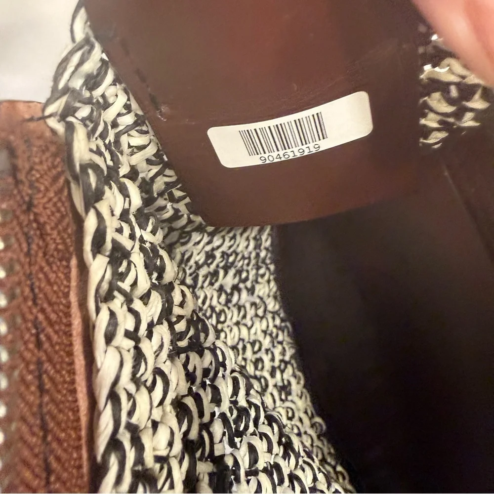 Rag & Bone Belize Mini Straw & brown Leather Bucket Bag NWOT